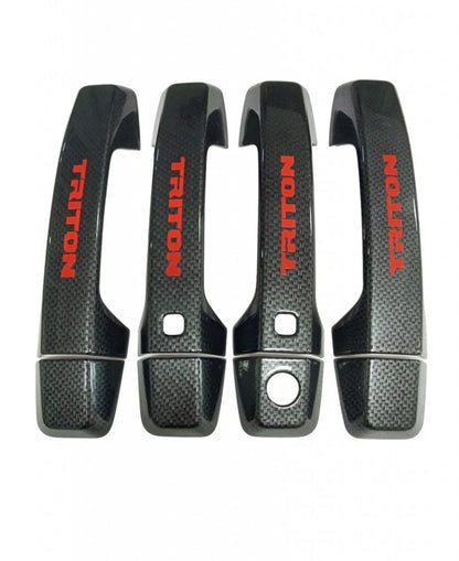 4 x Door Catch Handle Cover Trim Carbon for Mitsubishi L200 Triton (2024-2025)