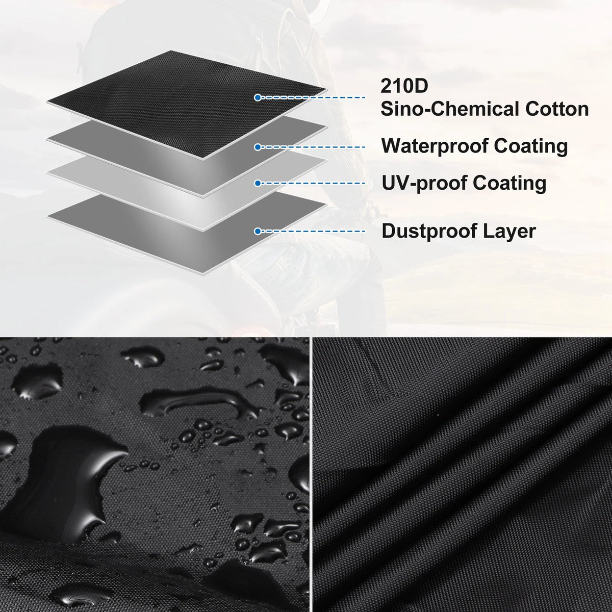 M 210D Sino-Chemical Cotton Hood Windshield Cover for Mini Vans
