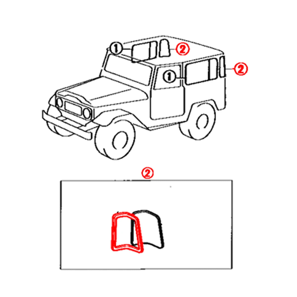 Rear Side Window Corner Weatherstrip for Toyota Land Cruiser BJ40 BJ42 FJ40 HJ45