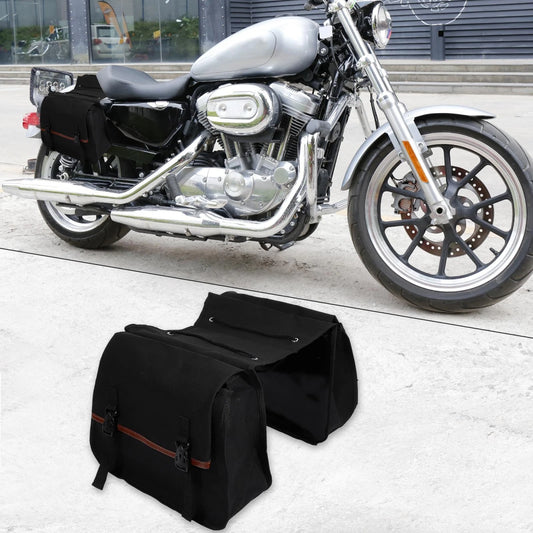 Pair Saddlebag Side Bag Quick Release Buckle Canvas Black for Motorcycle