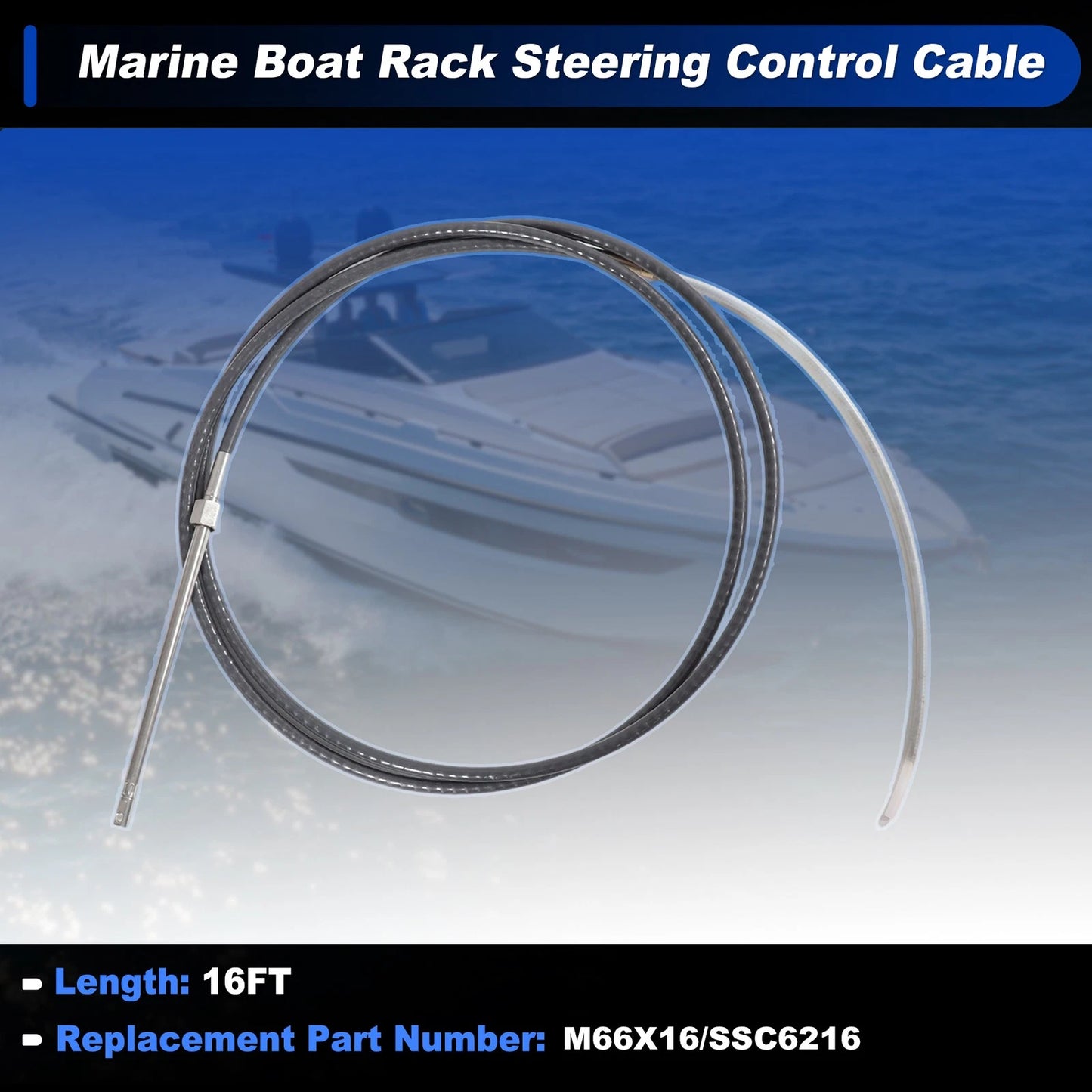 Steering Control Cable 16 ft for Marine Boat Rack