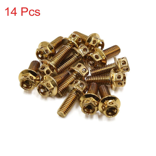 Bolts 14pcs Gold Tone M6 x 15 Stainless Steel Titanium Plated for Motorcycle