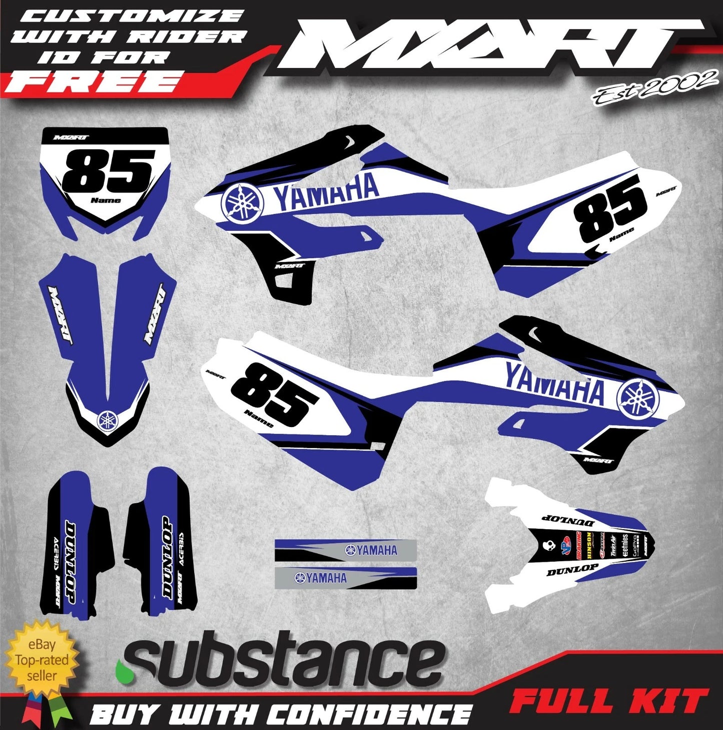 Dusty Style Sticker Kit for Yamaha YZ 85 (2022-2023) Full Graphic Decals