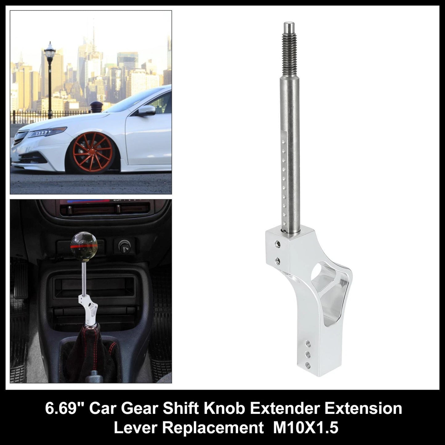 Gear Shift Knob Extender for Honda EG EK Silver Tone M10X1.5 (1992-2000)