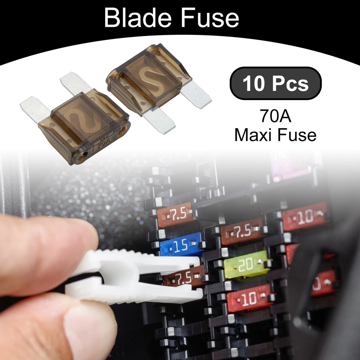 Maxi Fuse 70A Blade Fuse for Car Boat Truck RV Motorcycle Brown 10 Pcs