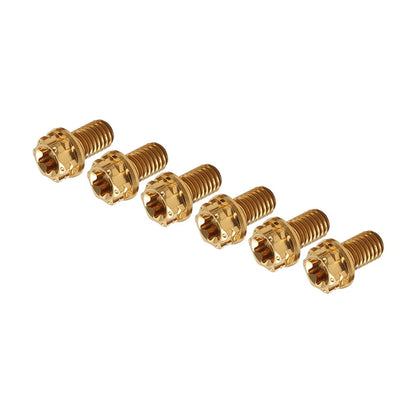 6pcs M6x35mm Titanium Torx Head Flange Bolts for Motor Bike Bicycle Gold