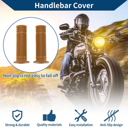 Grips 7/8 in 22mm Hand Grips Rubber Light Brown for Motorcycle