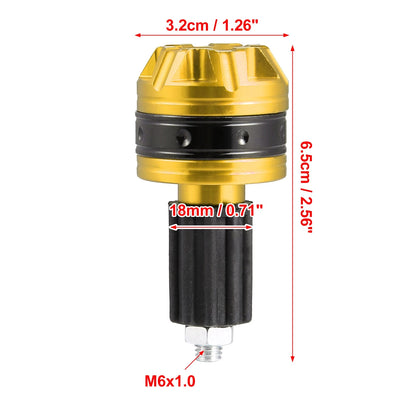 Pair 18mm Handlebar End Caps Plug Bar End Aluminum Alloy Gold for Motorcycle
