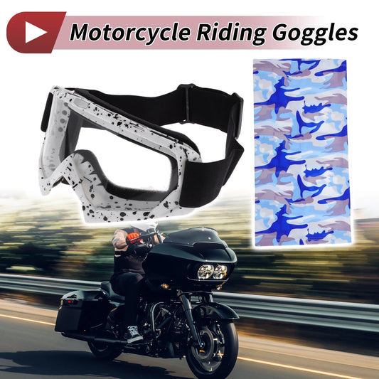 Motorcycle Riding Goggles Transparent Lens White Frame for Cycling Sunglasses