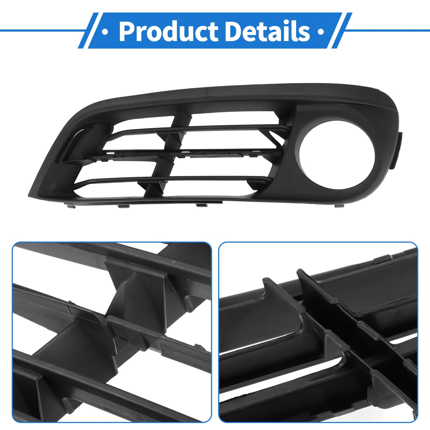 Front Left Fog Light Grill for BMW 528i (2015-2016) - 1 x Black Lens