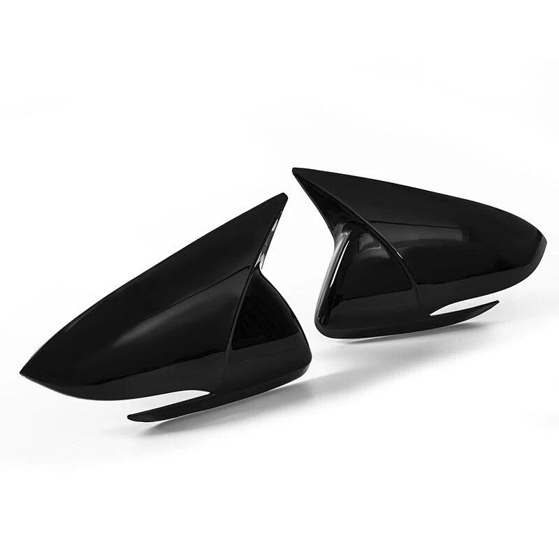 2 x Gloss Black Rear View Side Door Mirror Covers for Hyundai Elantra (2016-2019)
