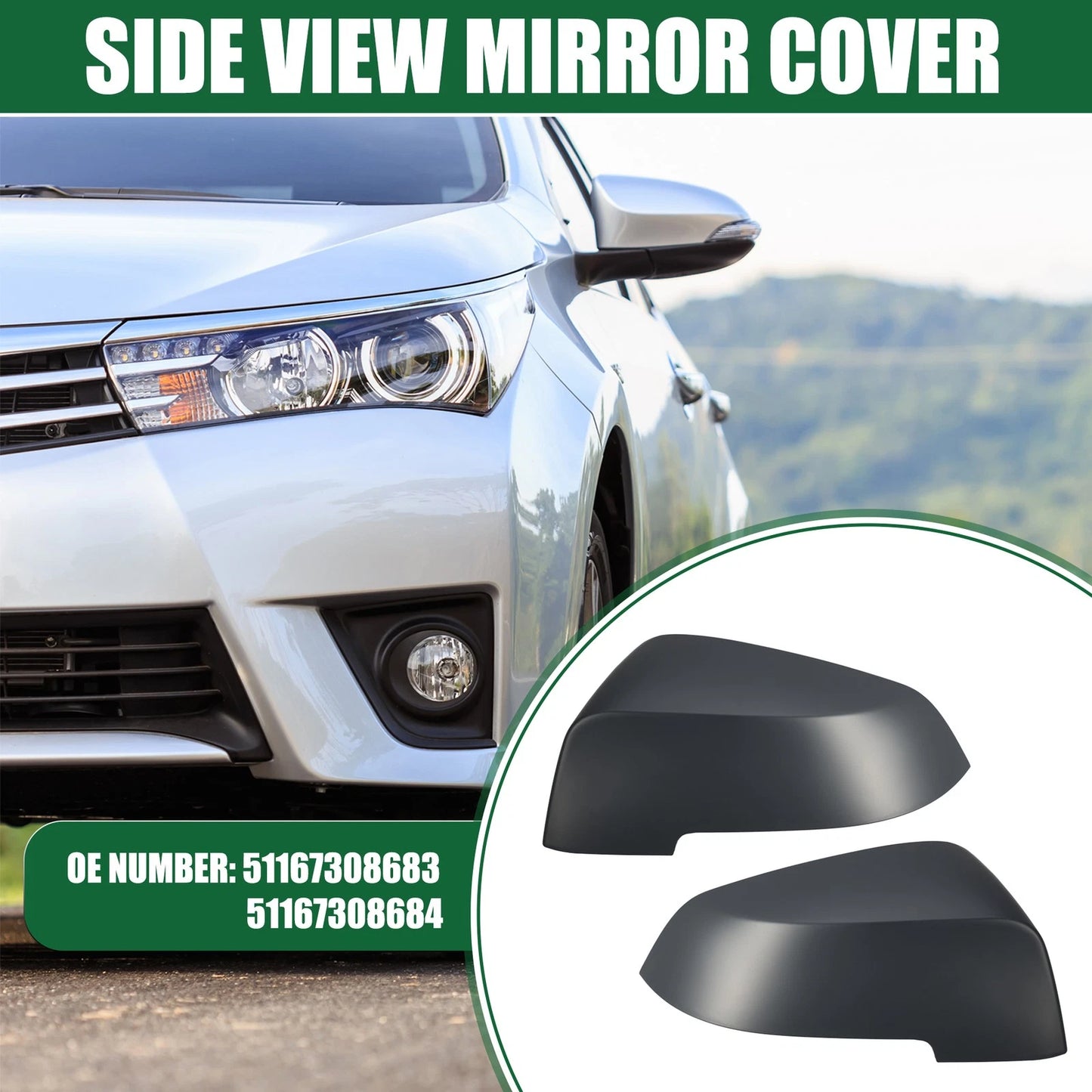 Pair Left Right Rearview Mirror Covers for BMW 528i Deep Gray (2011-2016)