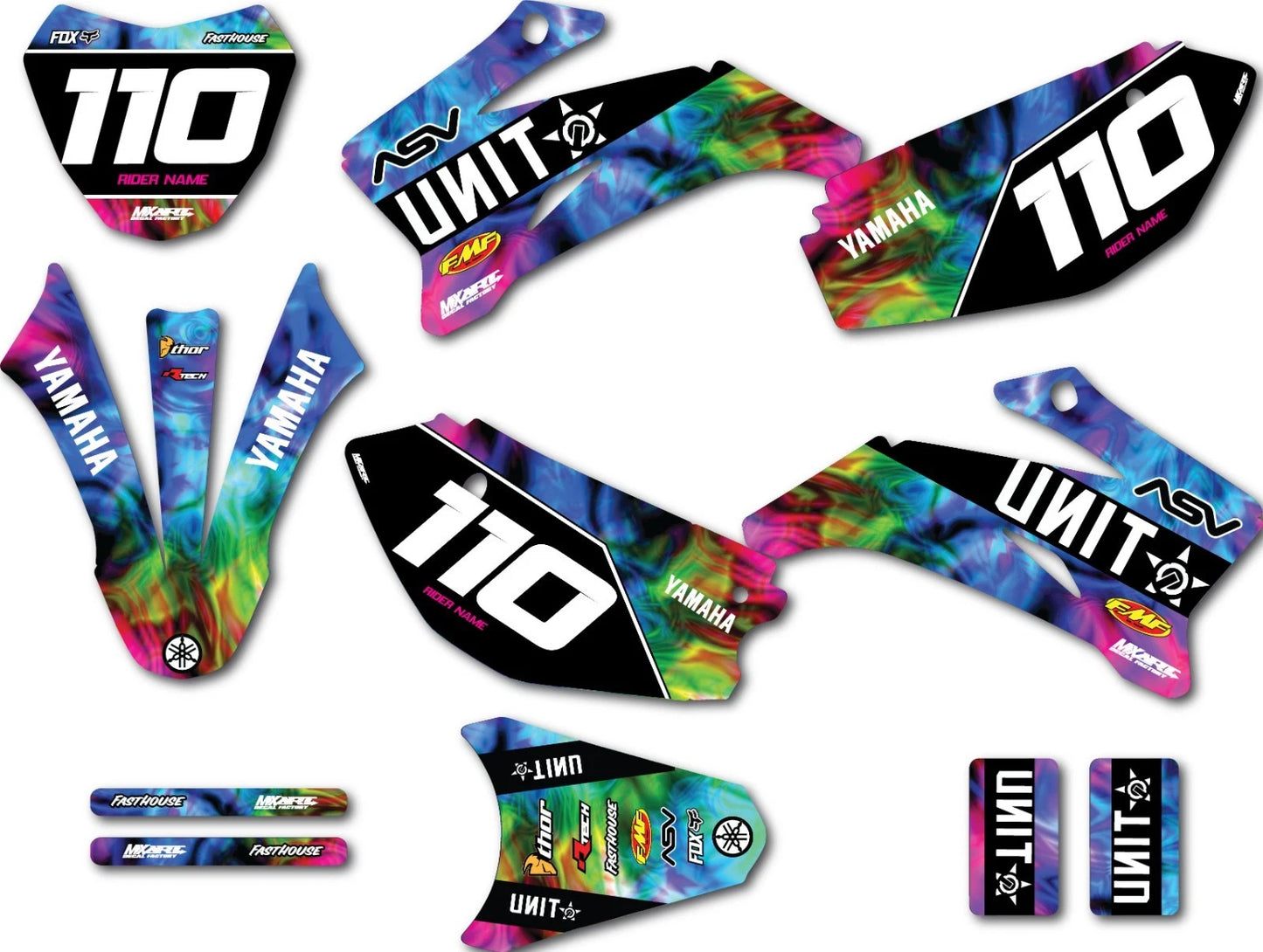 Custom Graphic Kit Tye Style Decals for Yamaha TTR 110