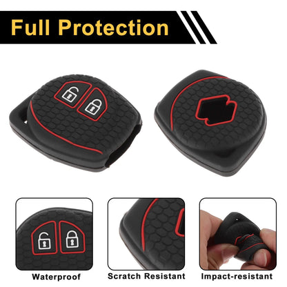 Black Red Line Key Case for Suzuki Alto - 2 Buttons (2009-2014)