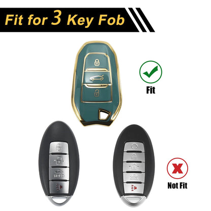 Gray Gold TPU Silicone Key Case for Peugeot 308 (2007-2014)