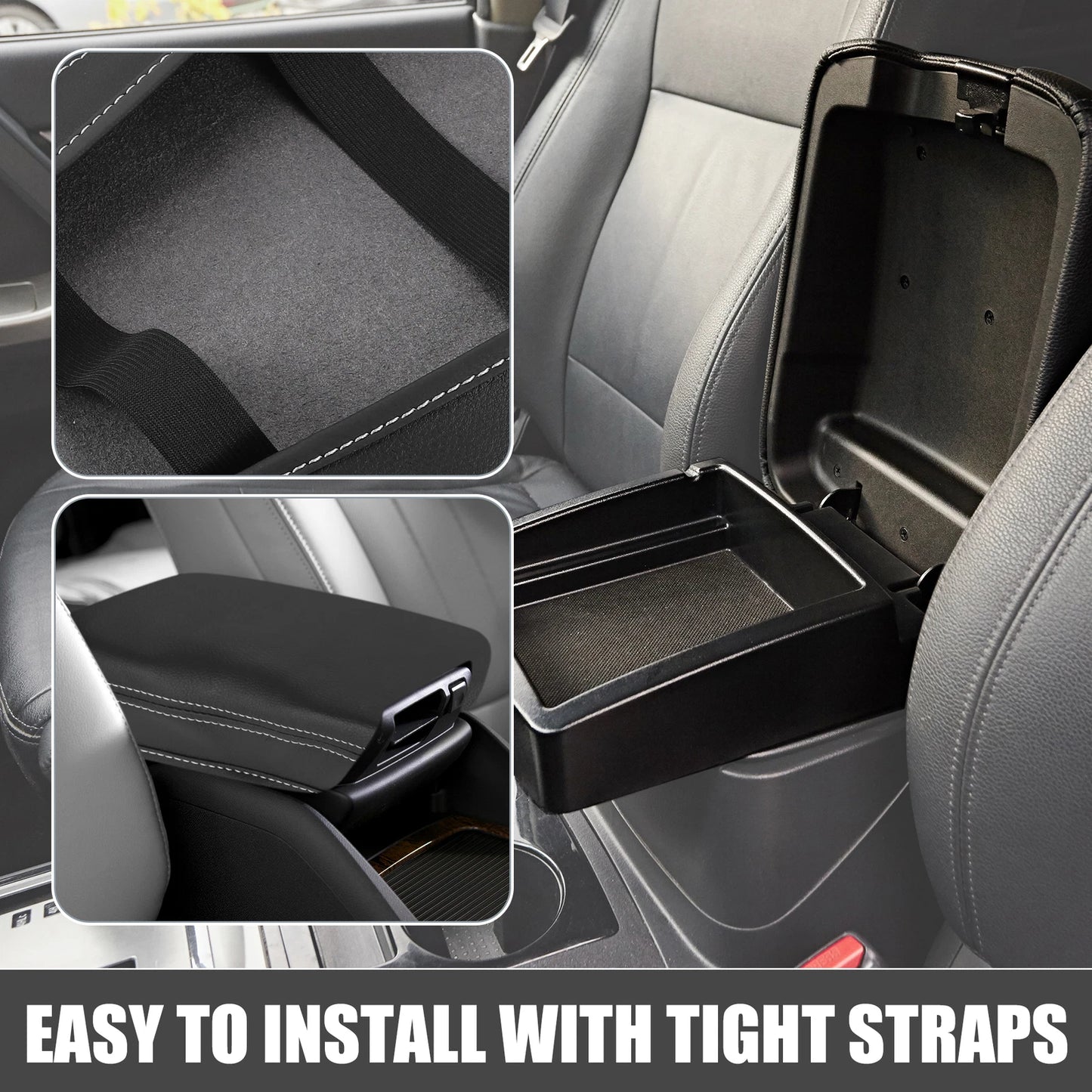 Center Console Cover Armrest Protector for Toyota RAV4 (2019-2022) Black Gray