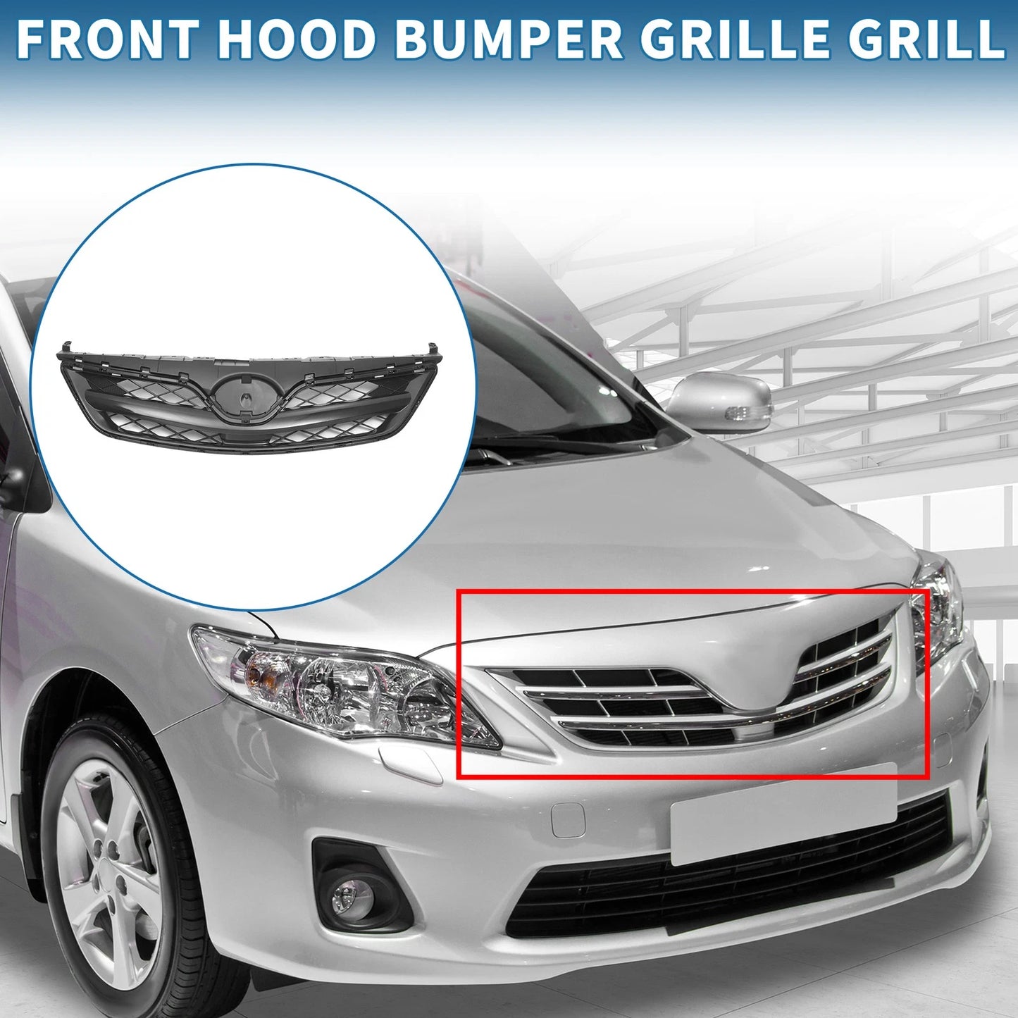 Black Front Hood Bumper Grille for Toyota Corolla (2010)