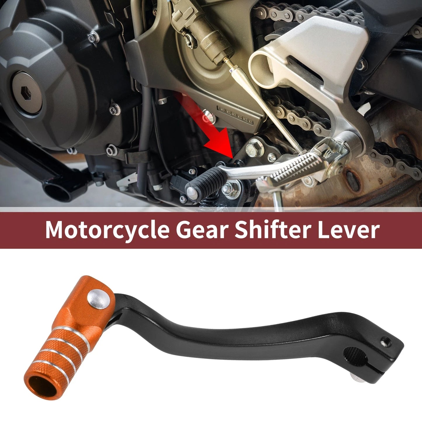 Gear Shifter Lever Folding for Kayo T6 Black/Orange Head