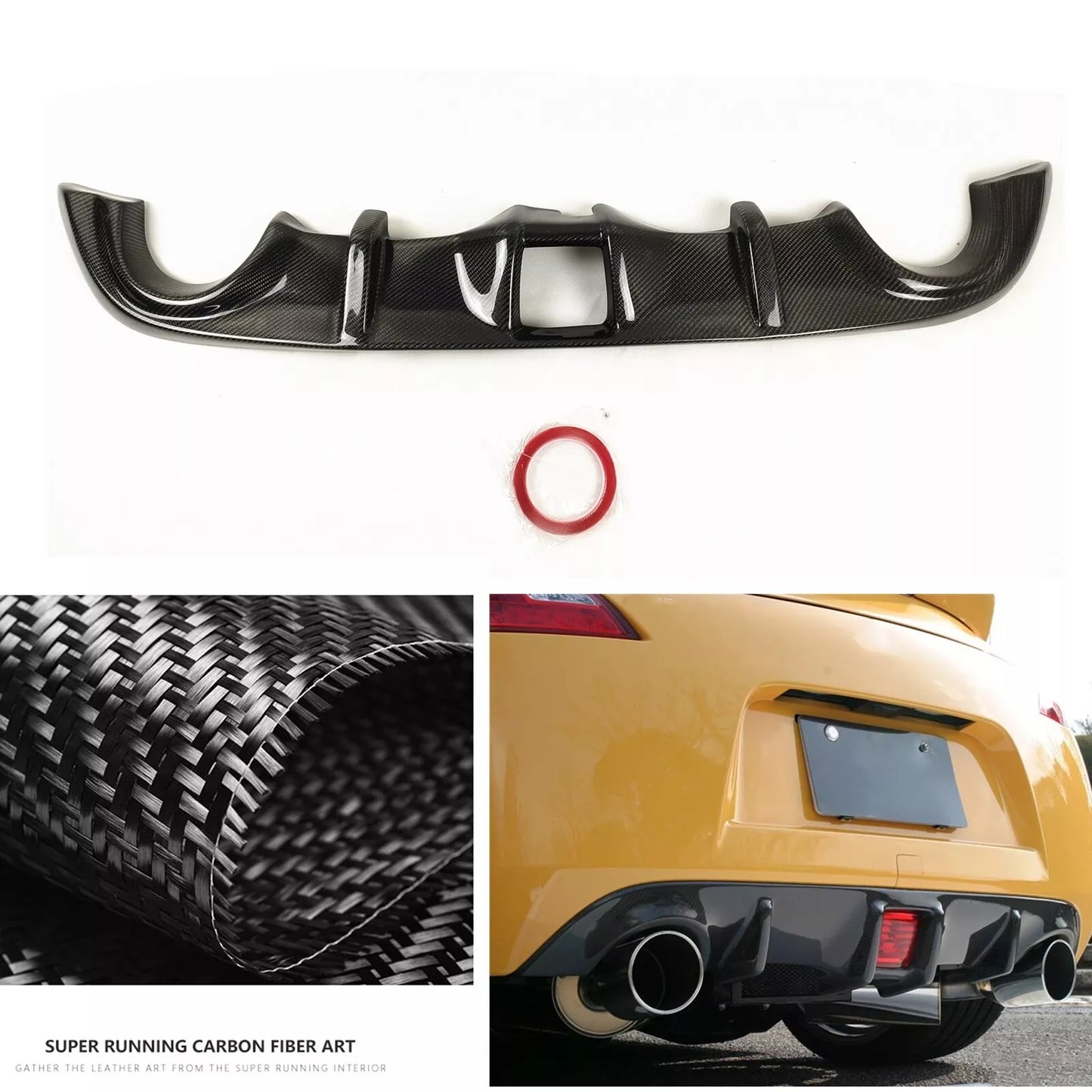 1x Carbon Fiber Rear Diffuser Lip Cover for Nissan 370Z Z34 (2009-2020)