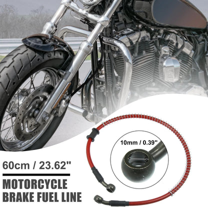 Braided Brake Clutch Oil Hose Pipe 60cm for Motorcycle Red