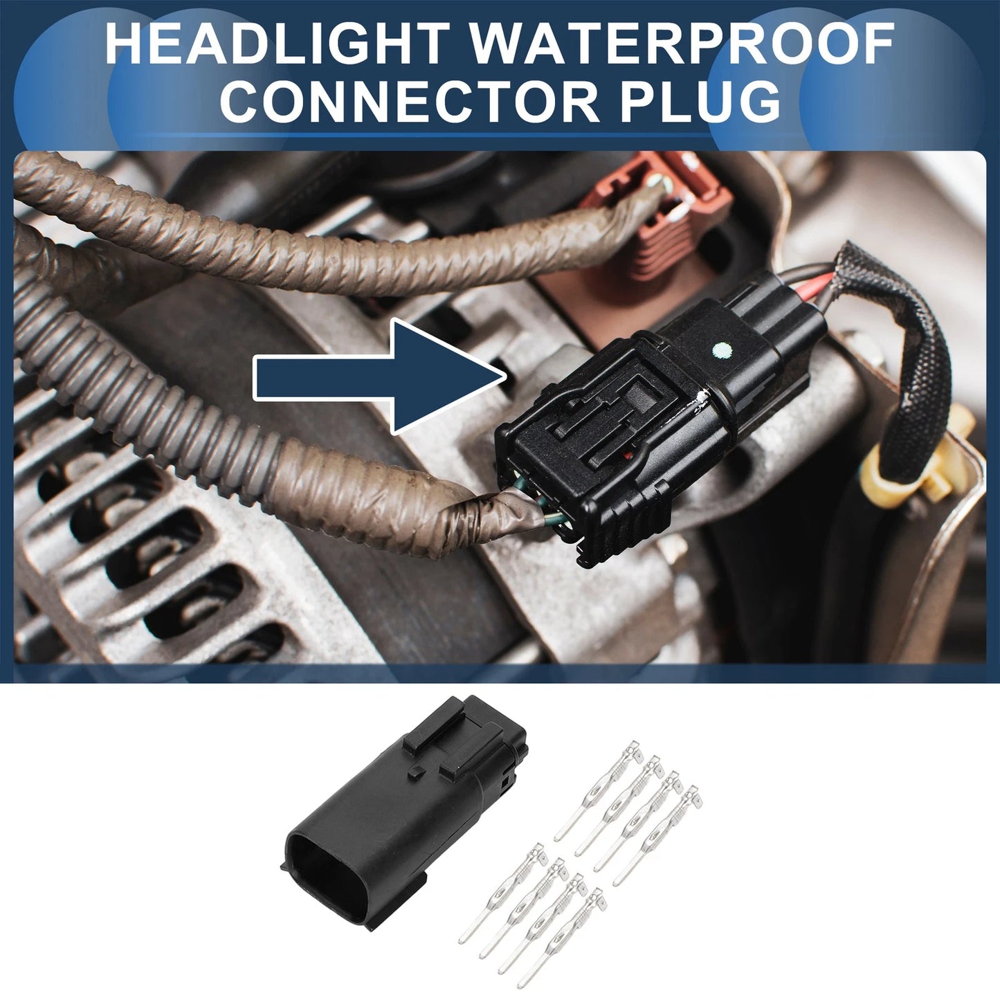 8 Pin Waterproof Headlight Connector Plug for Ford & Buick