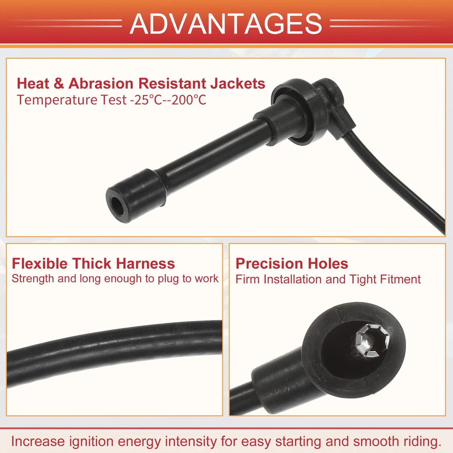 4 x Spark Plug Wire Ignition Coil Cable for Honda Civic (1992-1999)