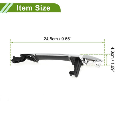 Silver Tone Rear Left Exterior Door Handle for Hyundai Kia Picanto (2011-2016)