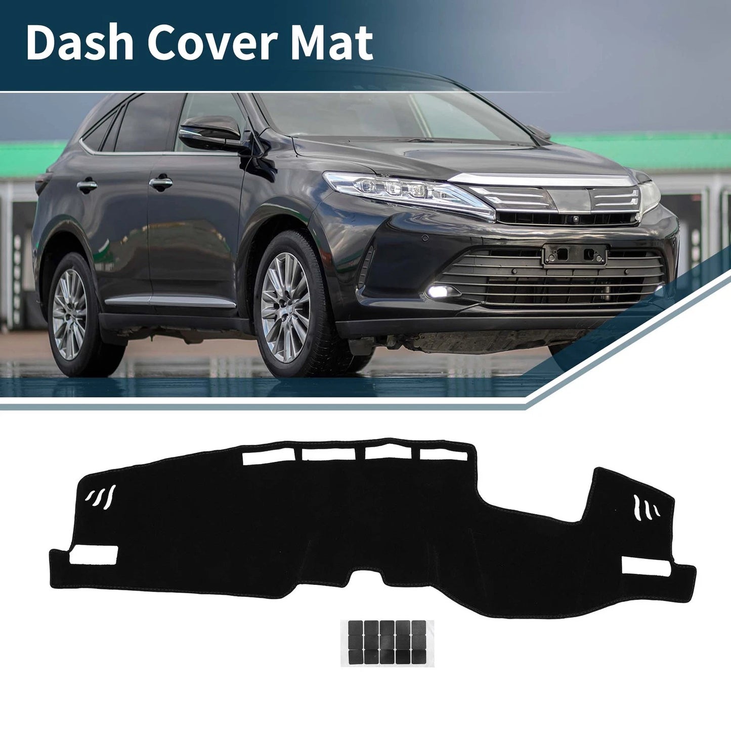 Dashboard Cover Mat for Toyota Harrier 20-24 Black 1 Set