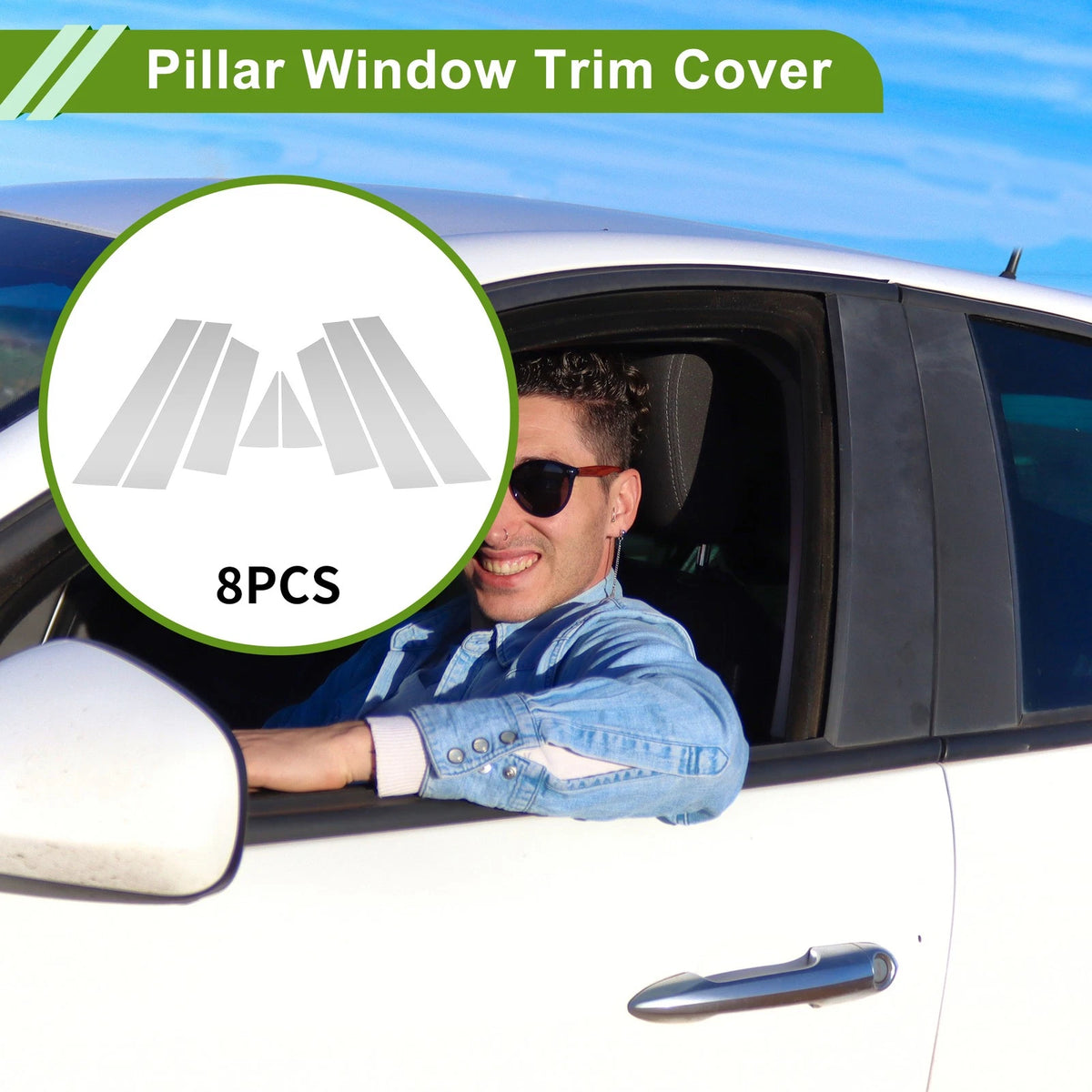 8 Pcs Window Trim for Nissan Murano (2015-2023) Silver Tone