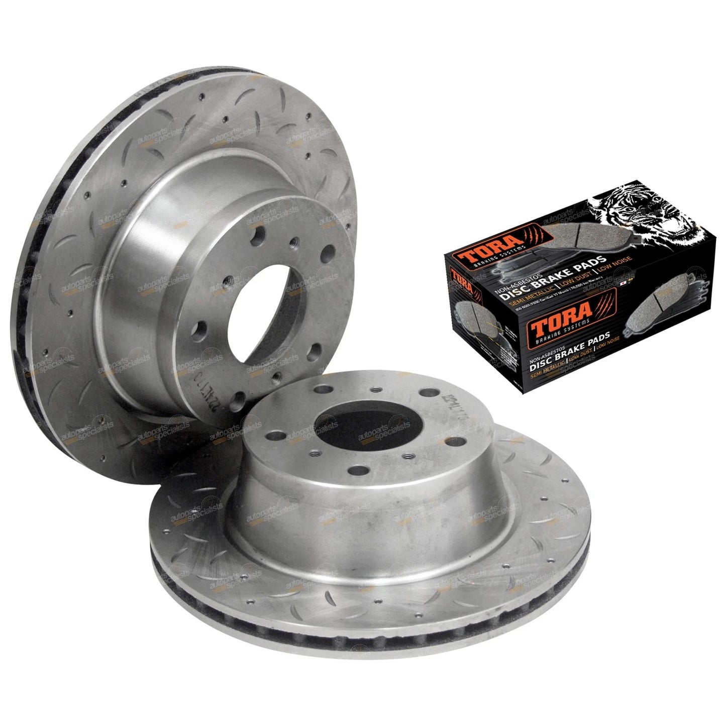 2 x Front Dimpled+Slotted Disc Rotors+ Brake Pads for Toyota Lexcen VR VS