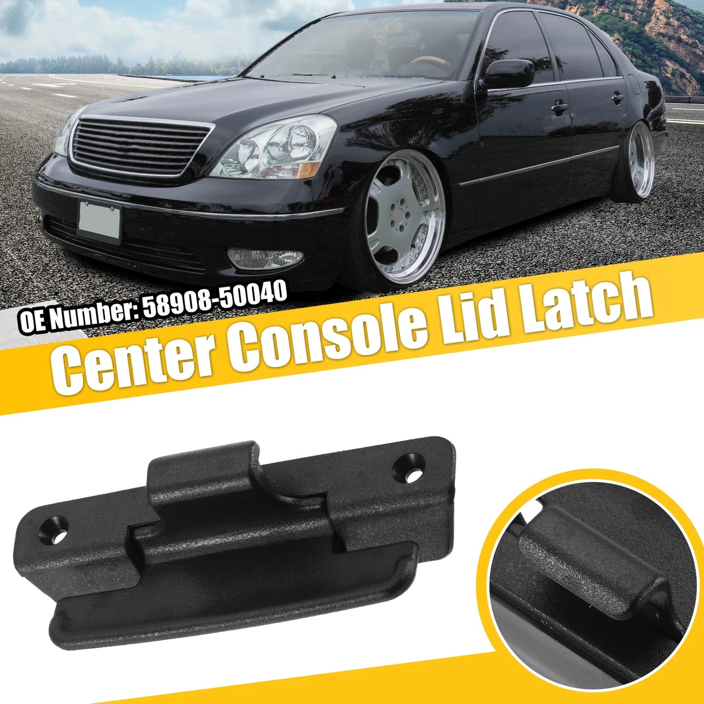 Center Console Lid Latch for Lexus LS430 (2001-2006) Black Cover