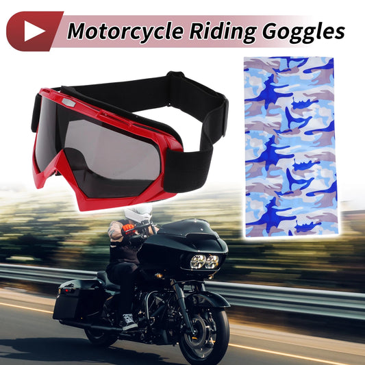 1 Set Motorcycle Riding Goggles Grey Lens Red Frame PC Cycling for Motorcycle