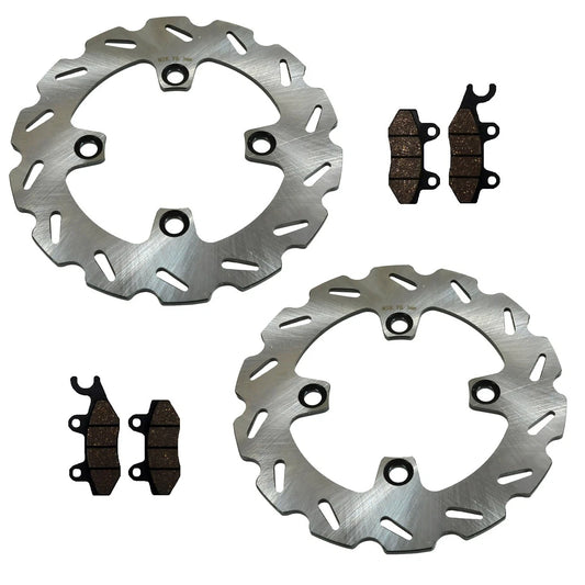 2 x Front Wave Disc Brake Rotors & Pads for Kawasaki Brute Force 750 (2005–2023)