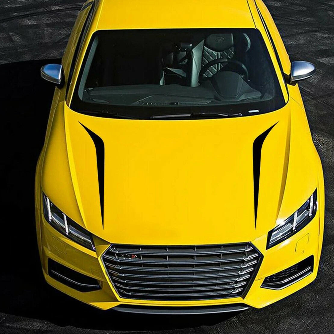 Black Rally Racing Sports Stripes Decal Sticker Wrap for Car Hood Roof Trunk