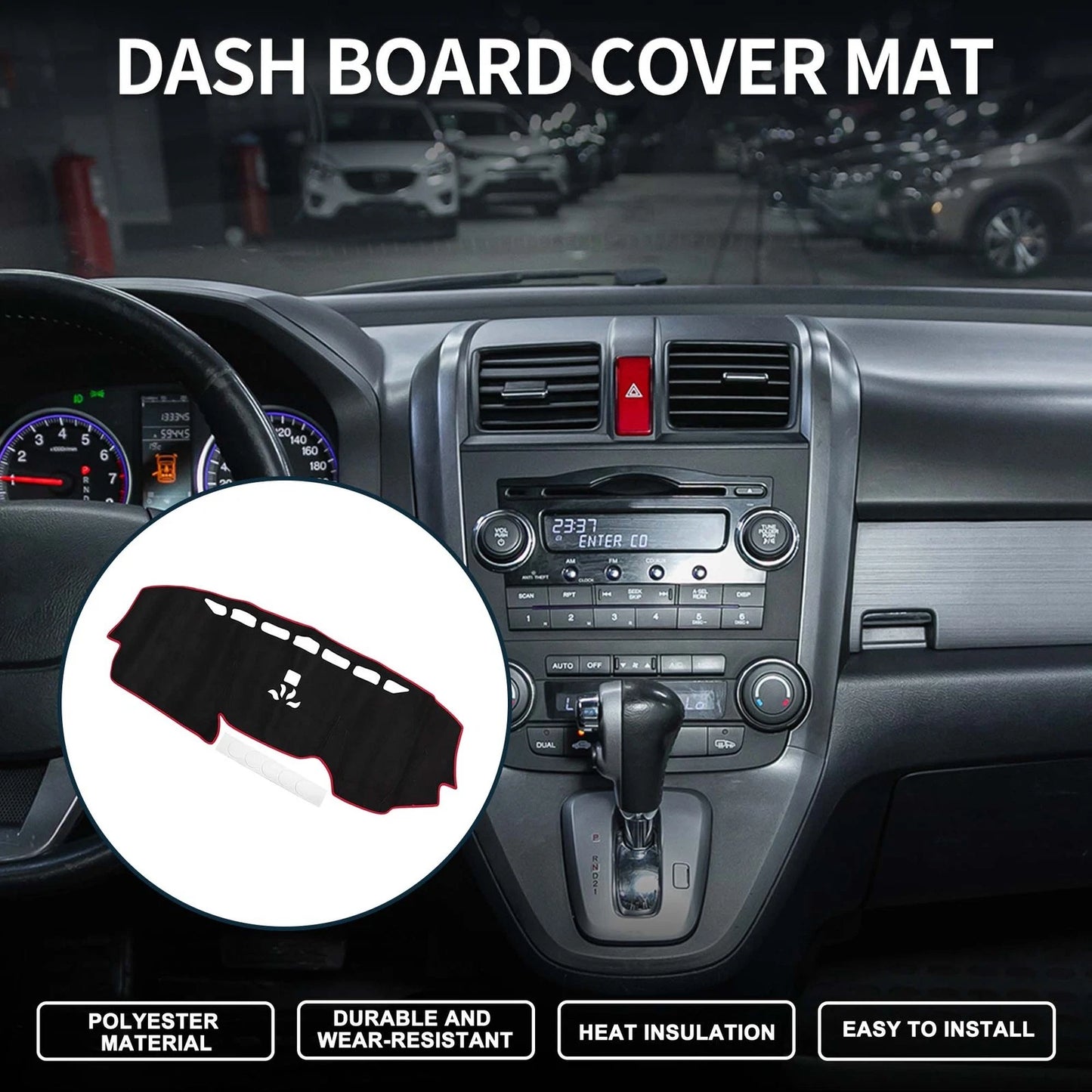 Dashboard Cover Mat for Honda CR-V 2017-2022 Sun Protector Pad Black Red