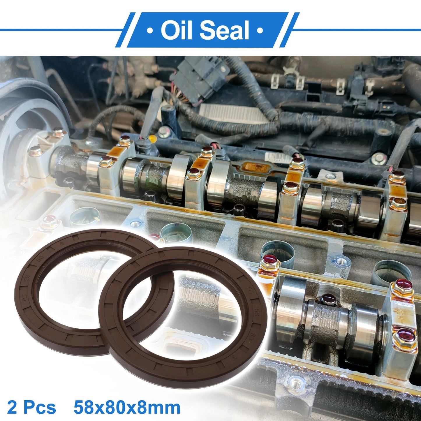 Oil Seal 58x80x8mm FKM Brown 2 x Seal Ring for Make Model