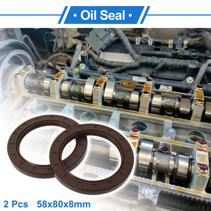 Oil Seal 58x80x8mm FKM Brown 2 x Seal Ring for Make Model