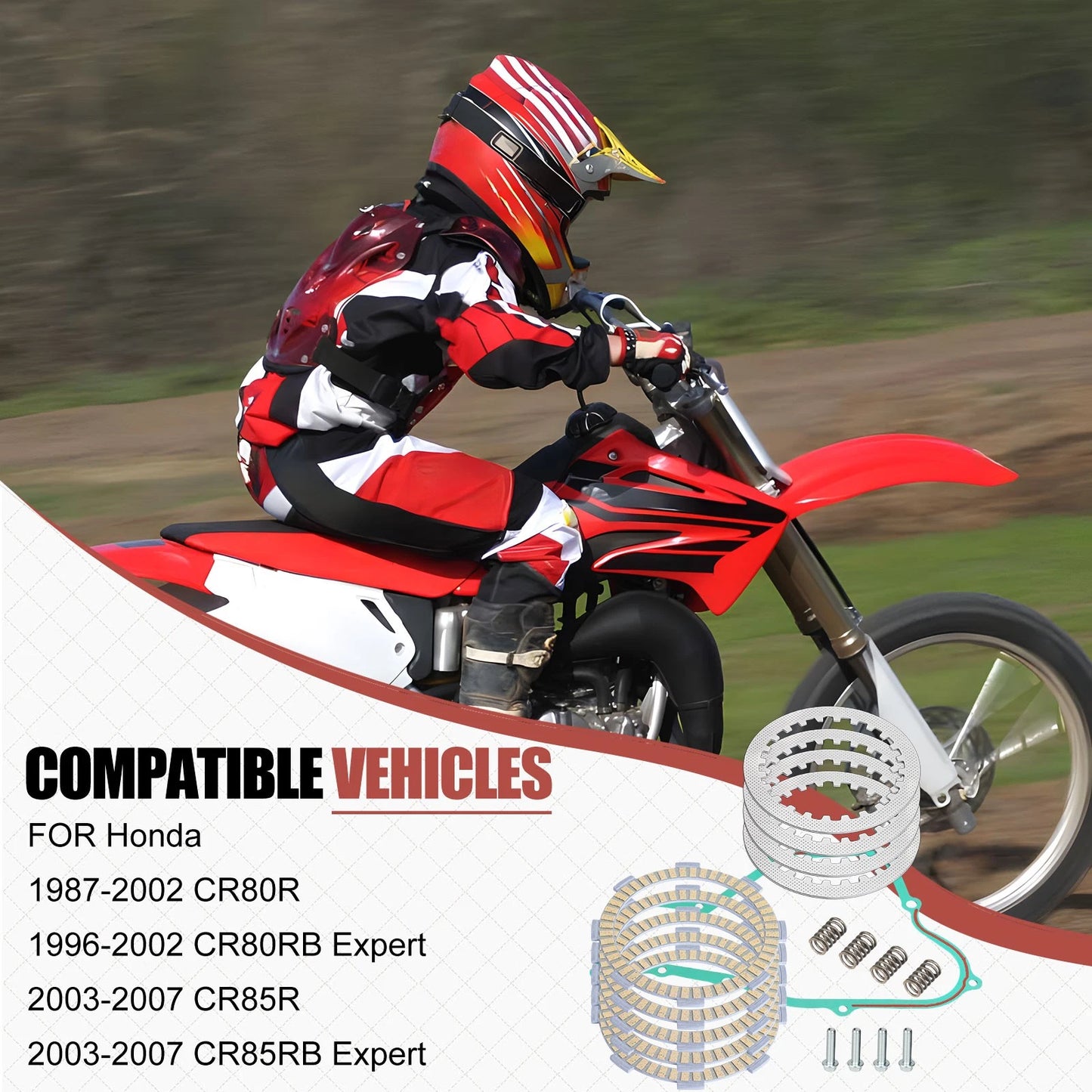 Clutch Friction Plates Gasket Kit for Honda CR80R/CR85R (Heavy Duty)