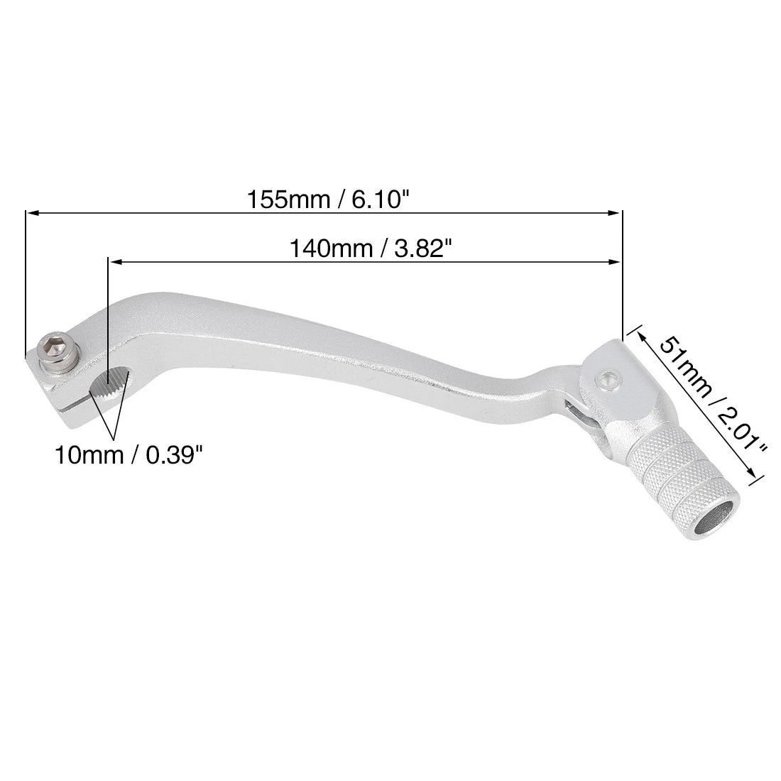 0.39” Aluminum Alloy Motorcycle Shift Lever Folding Gear Shifter Silver Tone