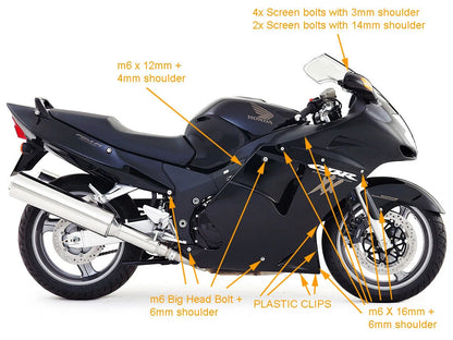 Carenado Inoxidable Tornillos for Honda CBR 1100XX Blackbird (1999–2007)