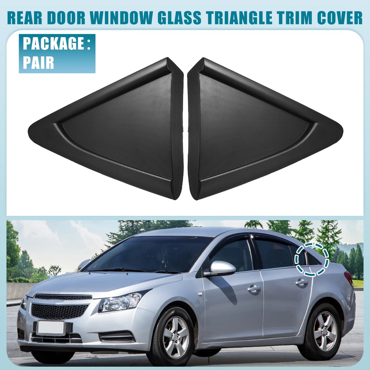 Pair Rear Door Window Glass Triangle Trim Cover for Chevrolet