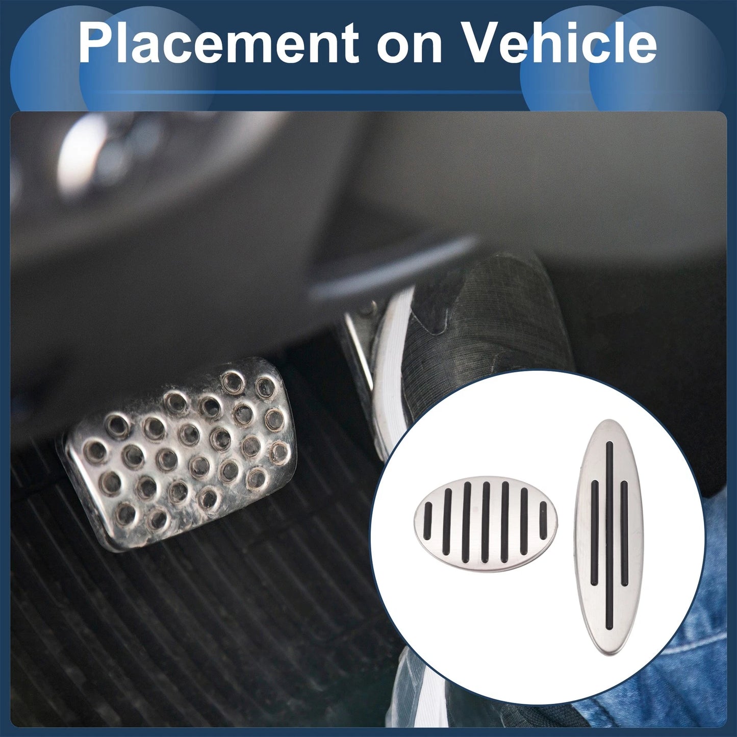 2 x Foot Accelerator Pedal Covers for BMW Mini Coupe (R58) 2012-2015 Silver Tone