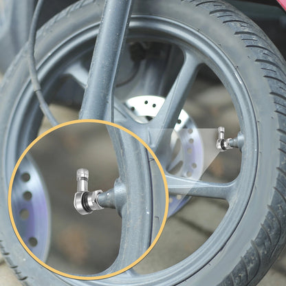 Pair 11.3mm Silver Tone 90 Degree Tire Valve Stems Caps for Motorcycle
