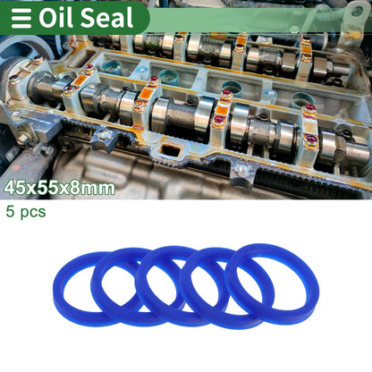 Oil Seal Rotary Shaft Seal TPU 45x55x8mm High Pressure Blue 5 Pcs