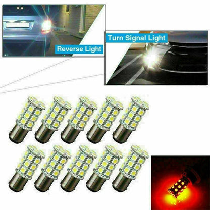 10 x CE BA15D 27SMD Red RV Marine Boat Trailer Light Bulbs