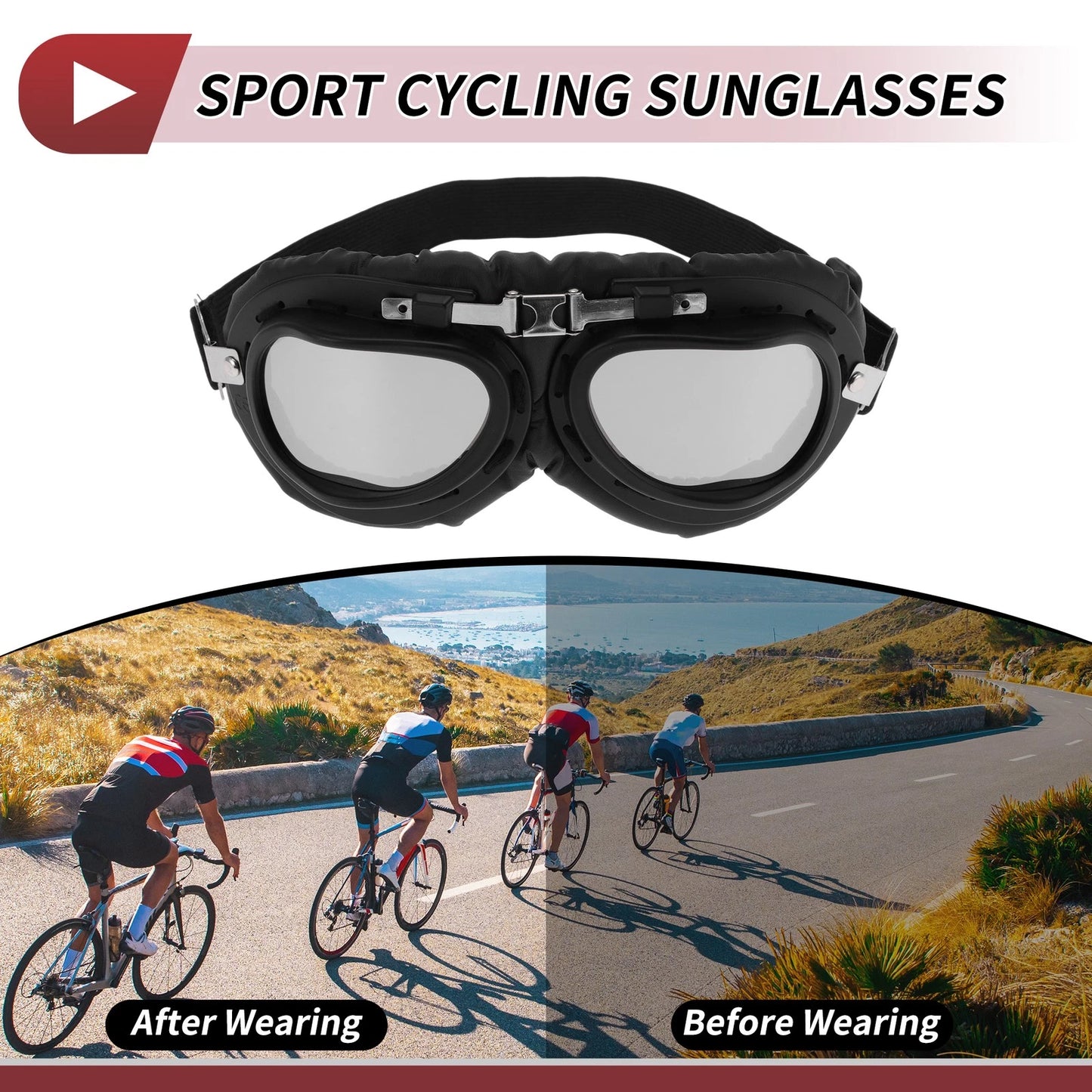 1 x Motorcycle Riding Goggles Silver Tone Lens Black Frame for Motorcycle