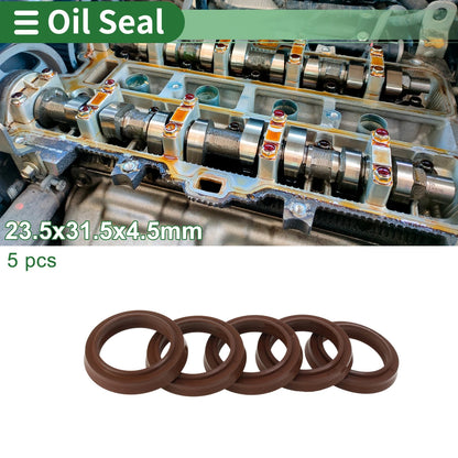 Oil Seal 23.5x31.5x4.5mm Seal Ring Rotary Shaft Seal FKM Rubber Brown 5 pcs