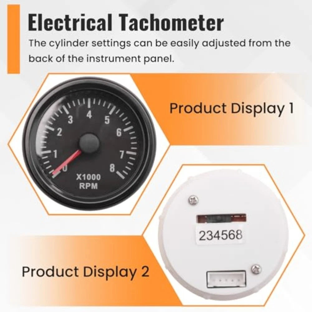 Tachometer 52MM Electric Gauge for Gas Engines 0-8000 RPM