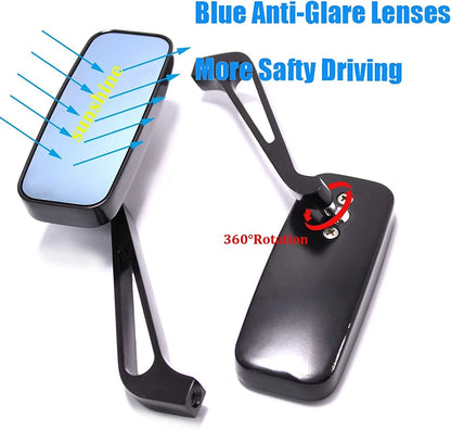 Black M8/M10 Motorcycle Mirrors for Chopper Cruiser Bobber Cafe Racer