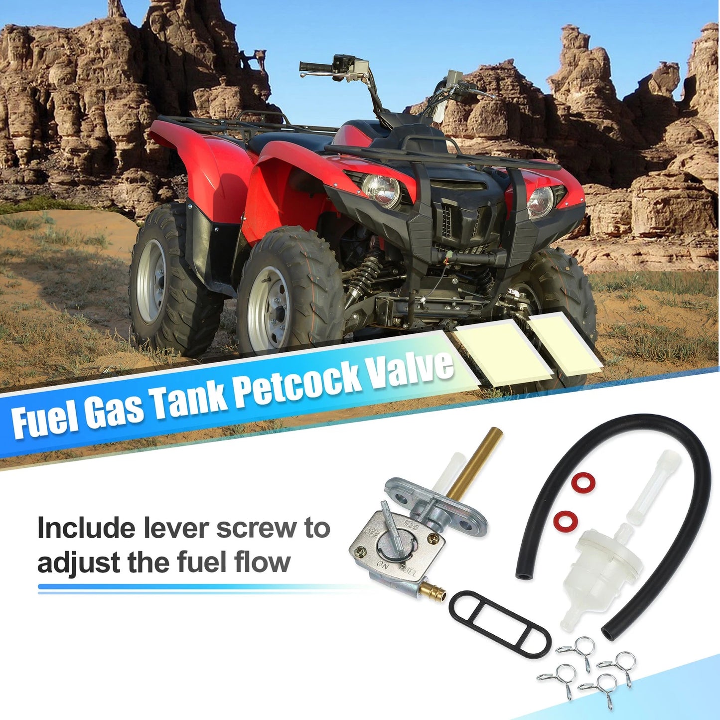 Set ATV Fuel Gas Tank Petcock Valve with Lever Screw for Yamaha TTR90 TTR125